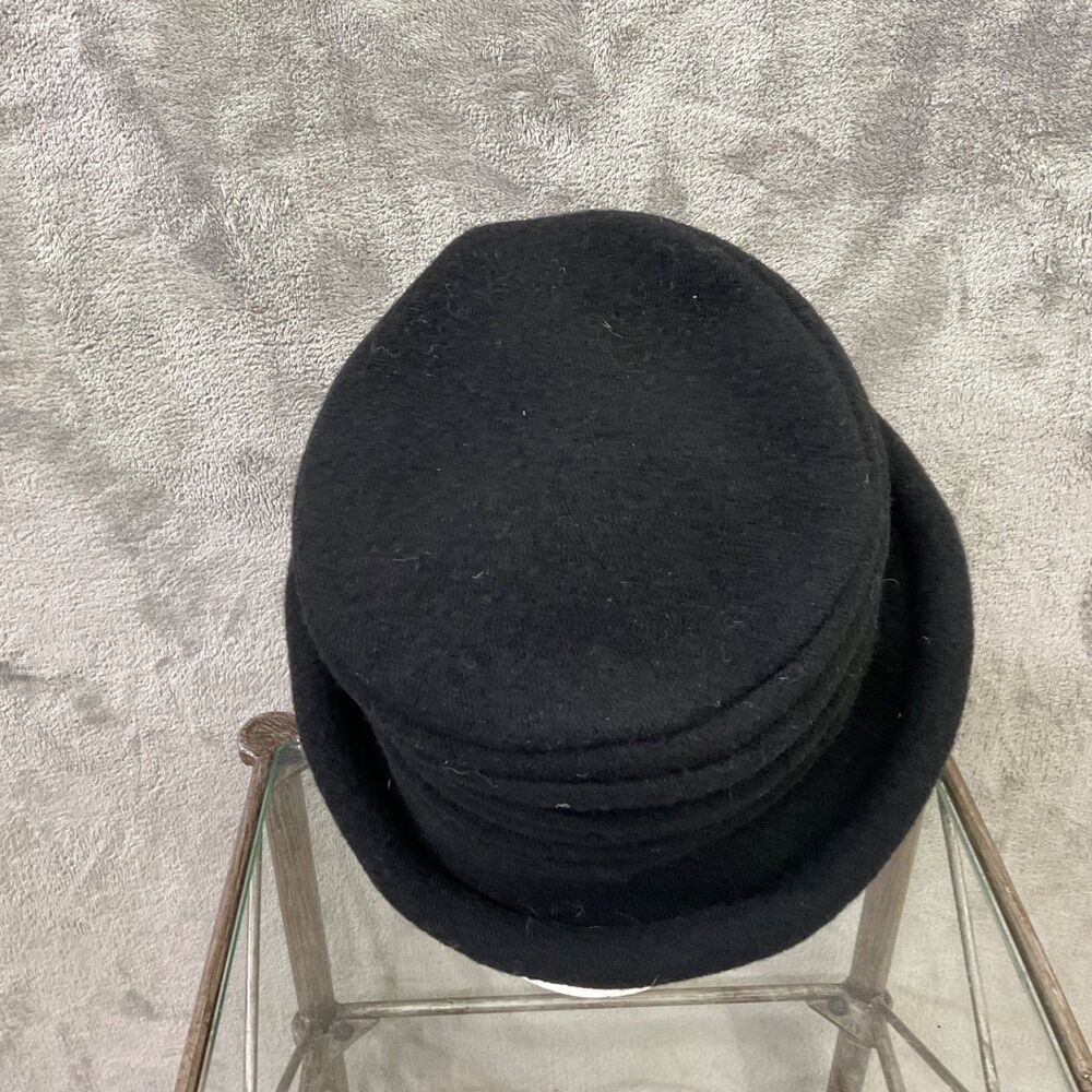 Scala Hat Cloche Womens One Size Black Wool Felt Rolled Brim Fall Winter - Picture 5 of 6